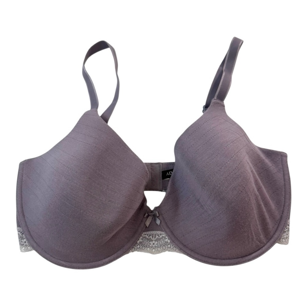 Adore Me Lavender Plunge Bra Purple Underwire Lace Trim 38 D Demi Bra